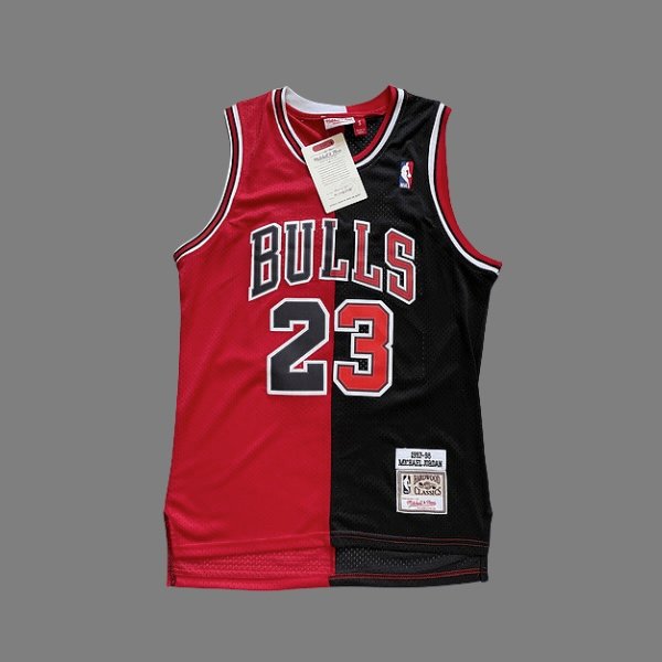 Retro Bulls No. 23 Jordan Edition Spliced Red and Black S-2XL